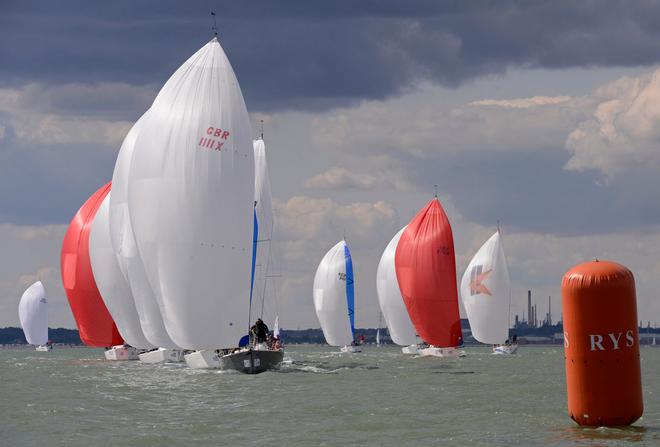 J/111 JITTERBUG leading fleet in first race of J/111 Worlds off Cowes ©  Rick Tomlinson http://www.rick-tomlinson.com